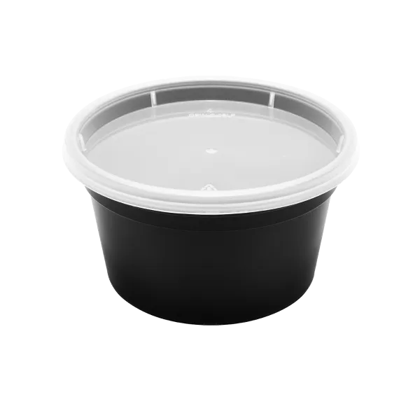 [240 sets] 12 oz Deli Containers with Lids | Injection Molded PP | Black