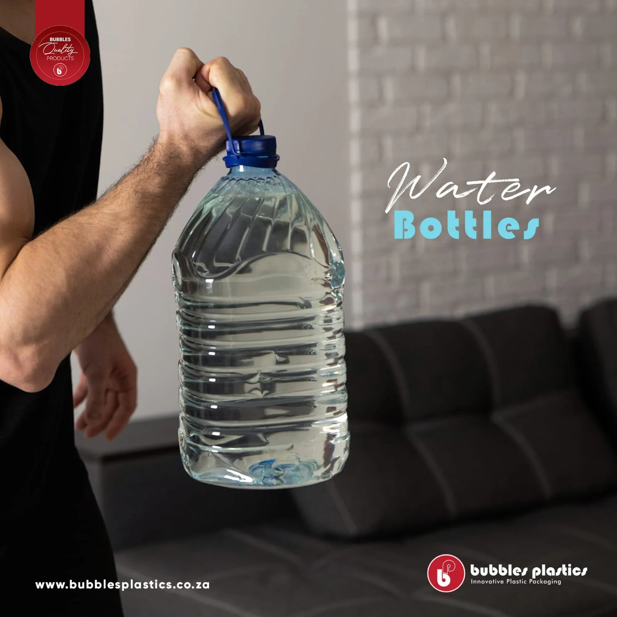 2L PET Plastic Bottle Clear with Lid & Carry Tag