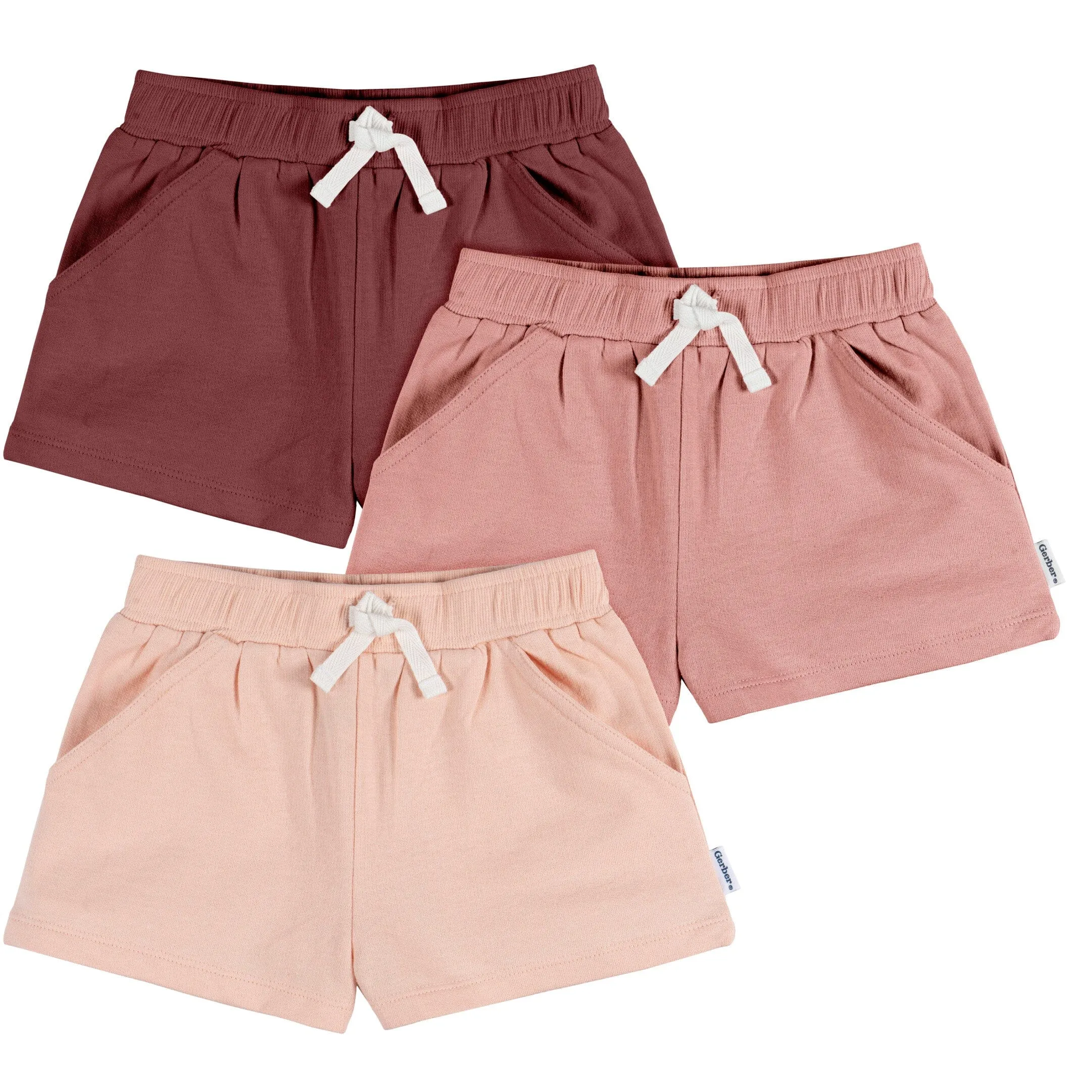 3-Pack Baby & Toddler Girls Dusty Pinks Knit Shorts