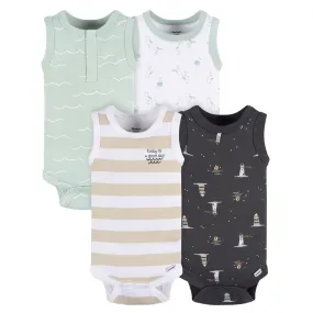 4-Pack Baby Boys Coastal Sleeveless Onesies® Bodysuits