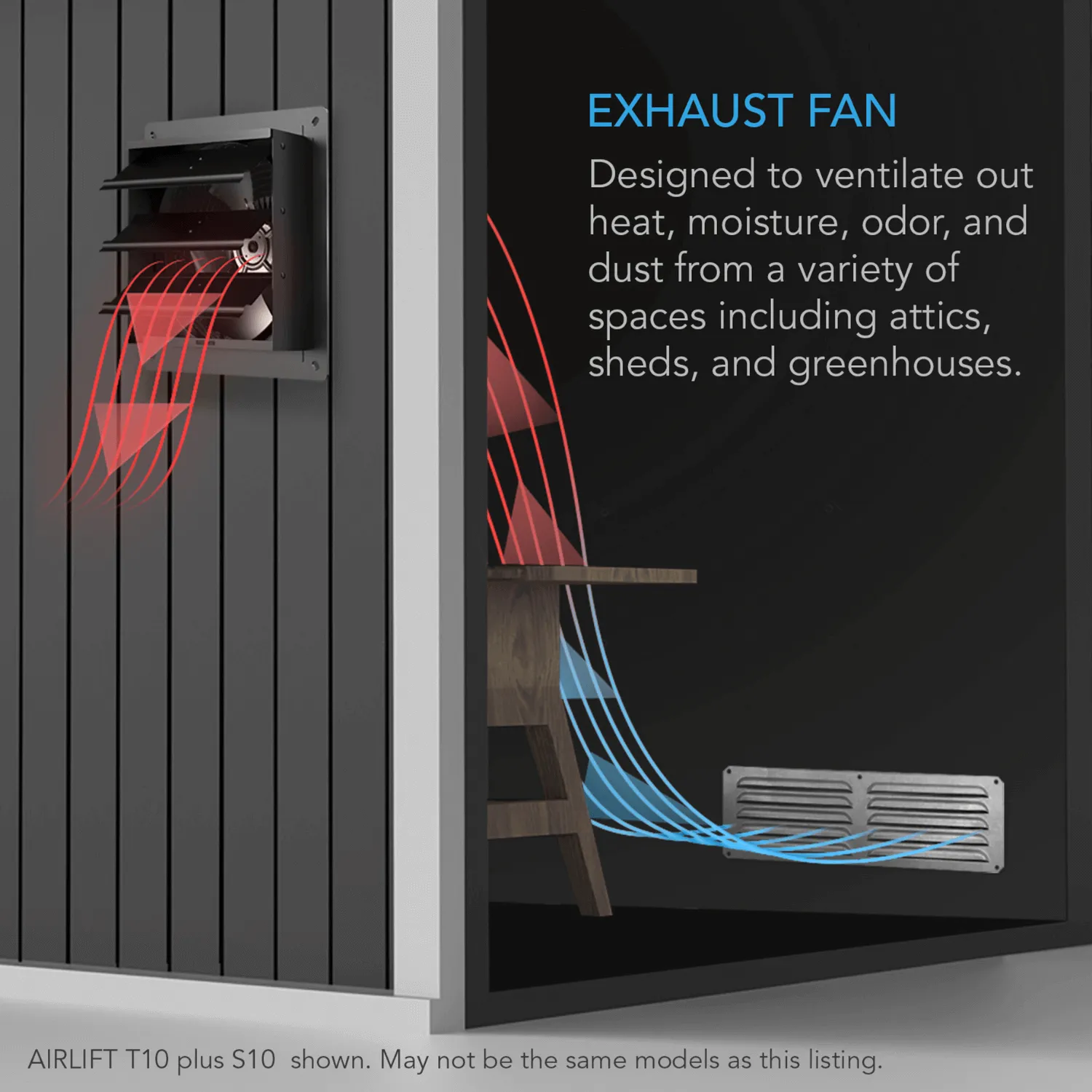 AC Infinity AIRLIFT T12, Shutter Exhaust Ventilation Fan 12", Temperature Humidity Controller