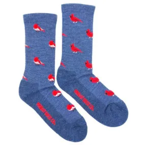 Adults Cardinal & Robin Merino Wool Mismatched Socks