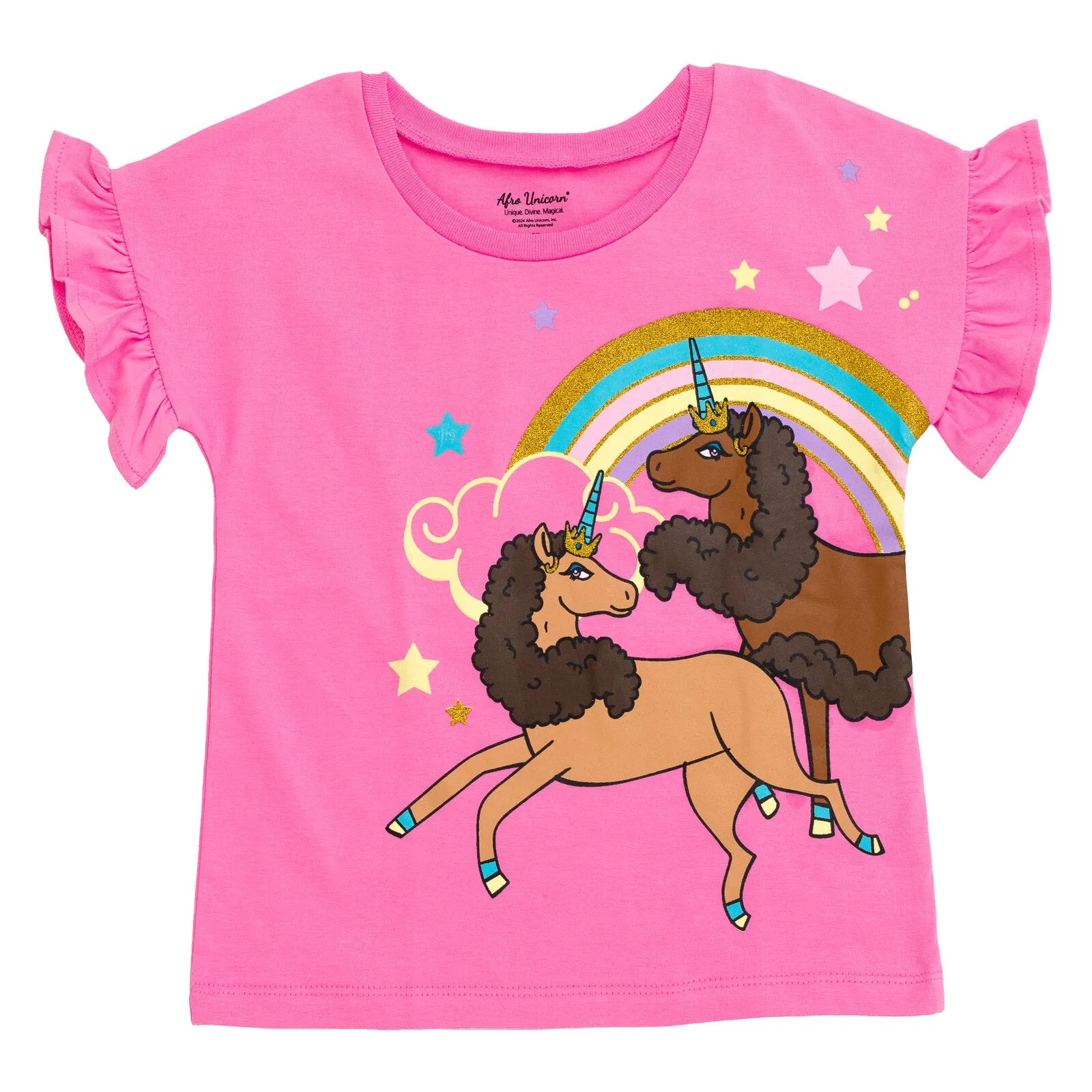 Afro Unicorn T-Shirt and Chambray Shorts Outfit Set