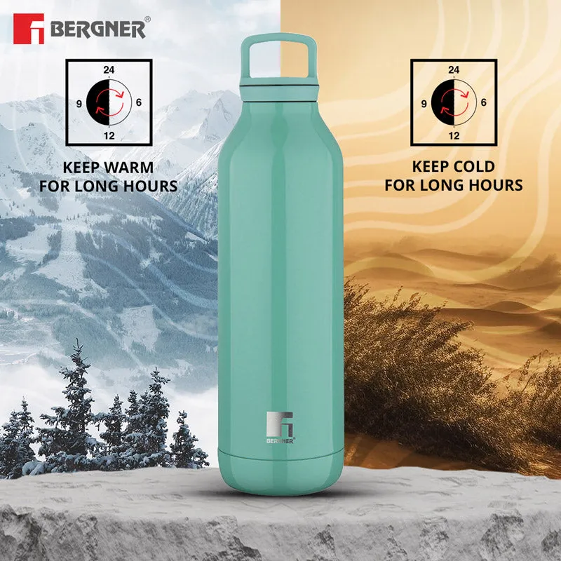 Bergner Walking Daisy Droplet Thermosteel Hot And Cold Flask (Green) - 750 ML