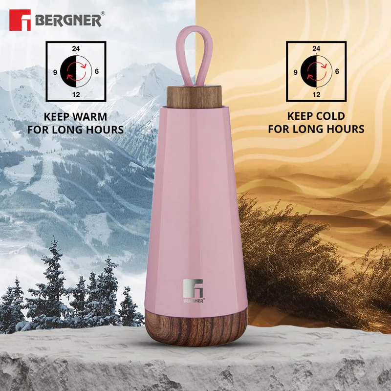 Bergner Walking Fairy Fountain Thermosteel Hot And Cold Flask (Pink) - 370 ML