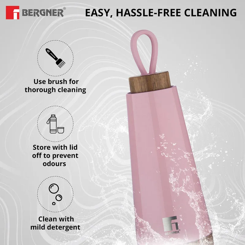 Bergner Walking Fairy Fountain Thermosteel Hot And Cold Flask (Pink) - 370 ML