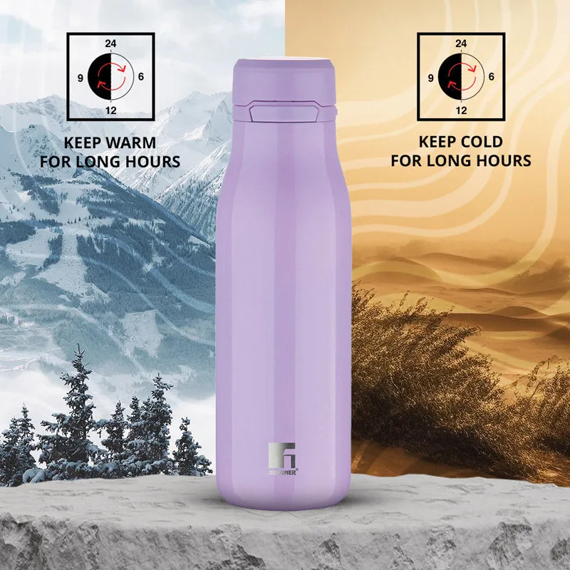 Bergner Walking Liquid Luxe Thermosteel Hot And Cold Flask (Purple) - 720 ML