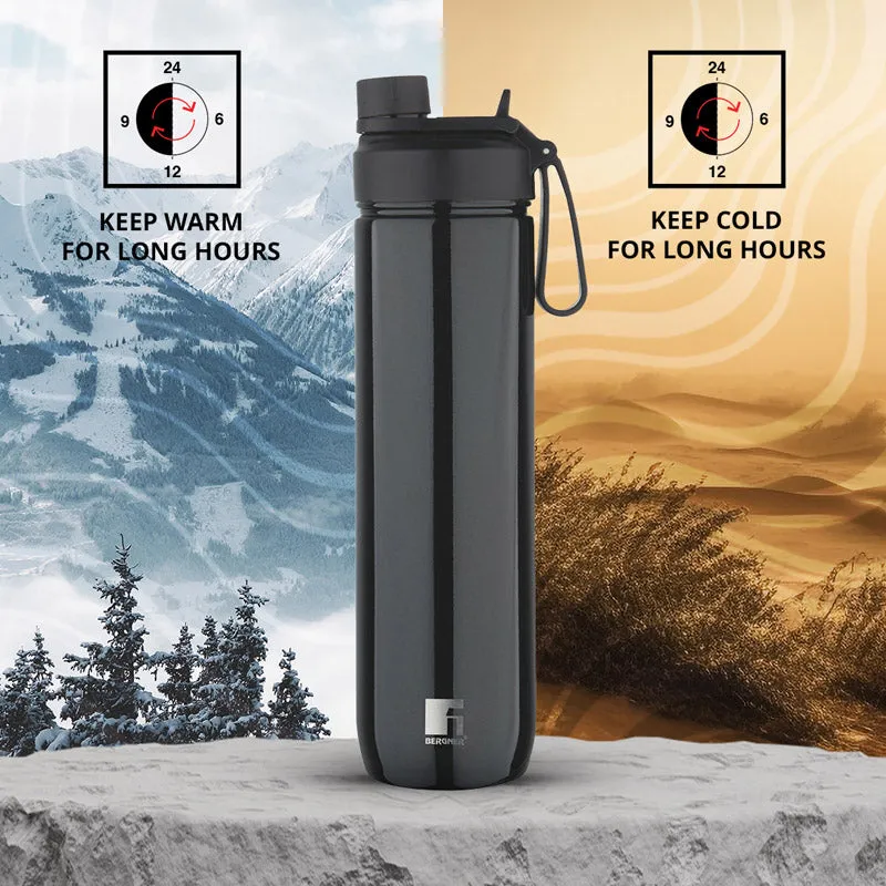 Bergner Walking Sipmate Thermosteel Hot And Cold Flask (Black) - 530 ML