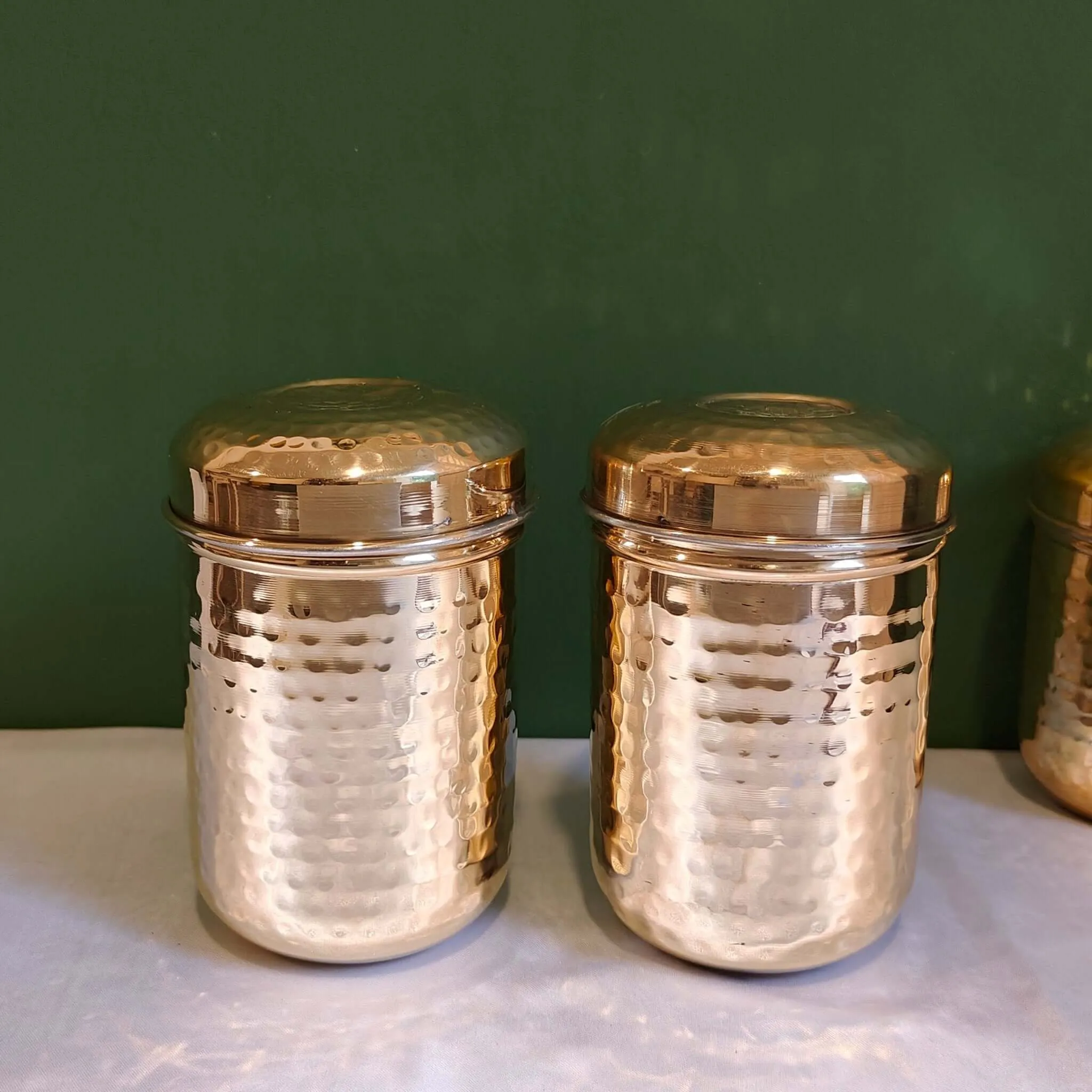 Brass Storage Canister Hammered - Small (Set of 2)