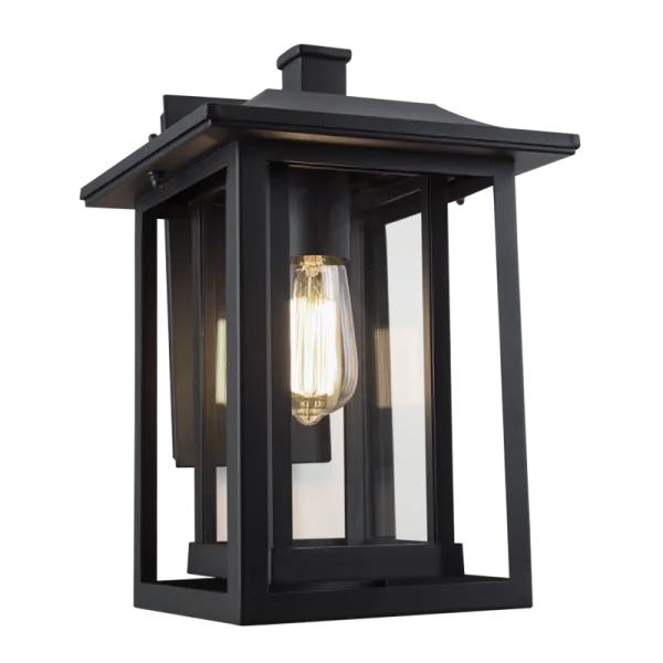 Bright Star Lighting L518 BLACK Down Facing Aluminium Lantern with Clear Glass