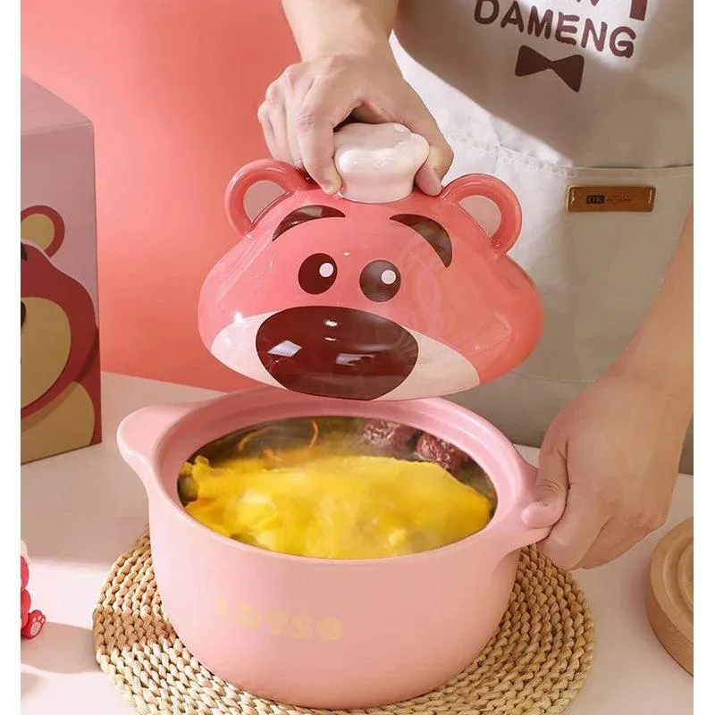 Charming Winnie the Pooh Ceramic Casserole for Gas Stove Cooking