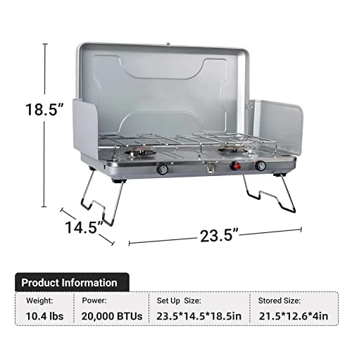 Coastrail Outdoor propane camping stove, 20,000 BTUs