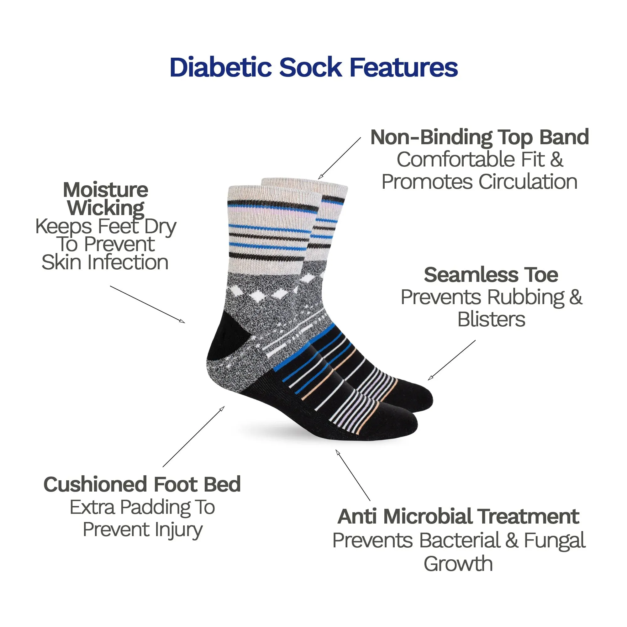 Dr. Segal's Premium Diabetic Socks- Black Stars