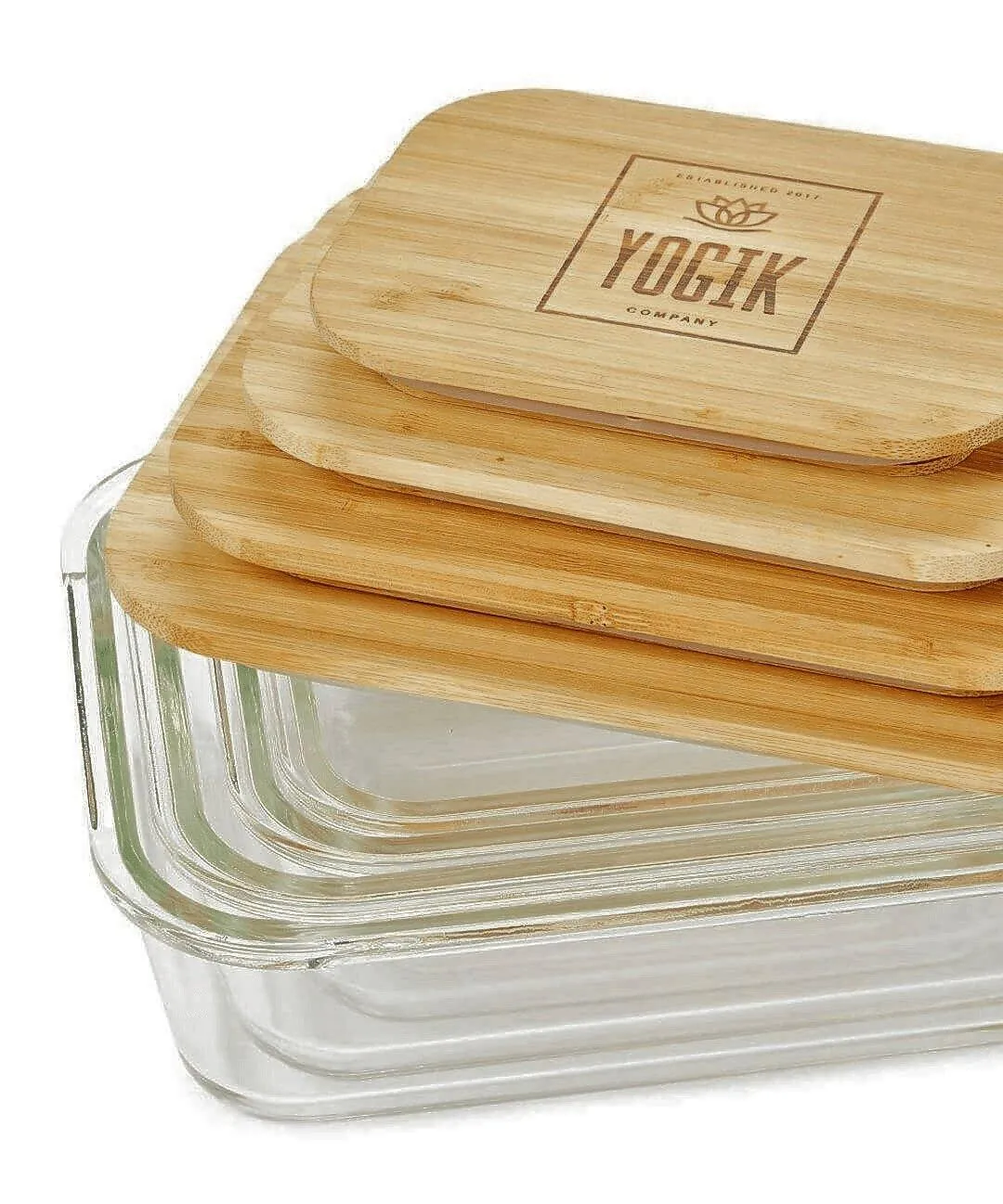 Food Storage Containers | Set of 4 Glass with Insulated Bamboo Covers