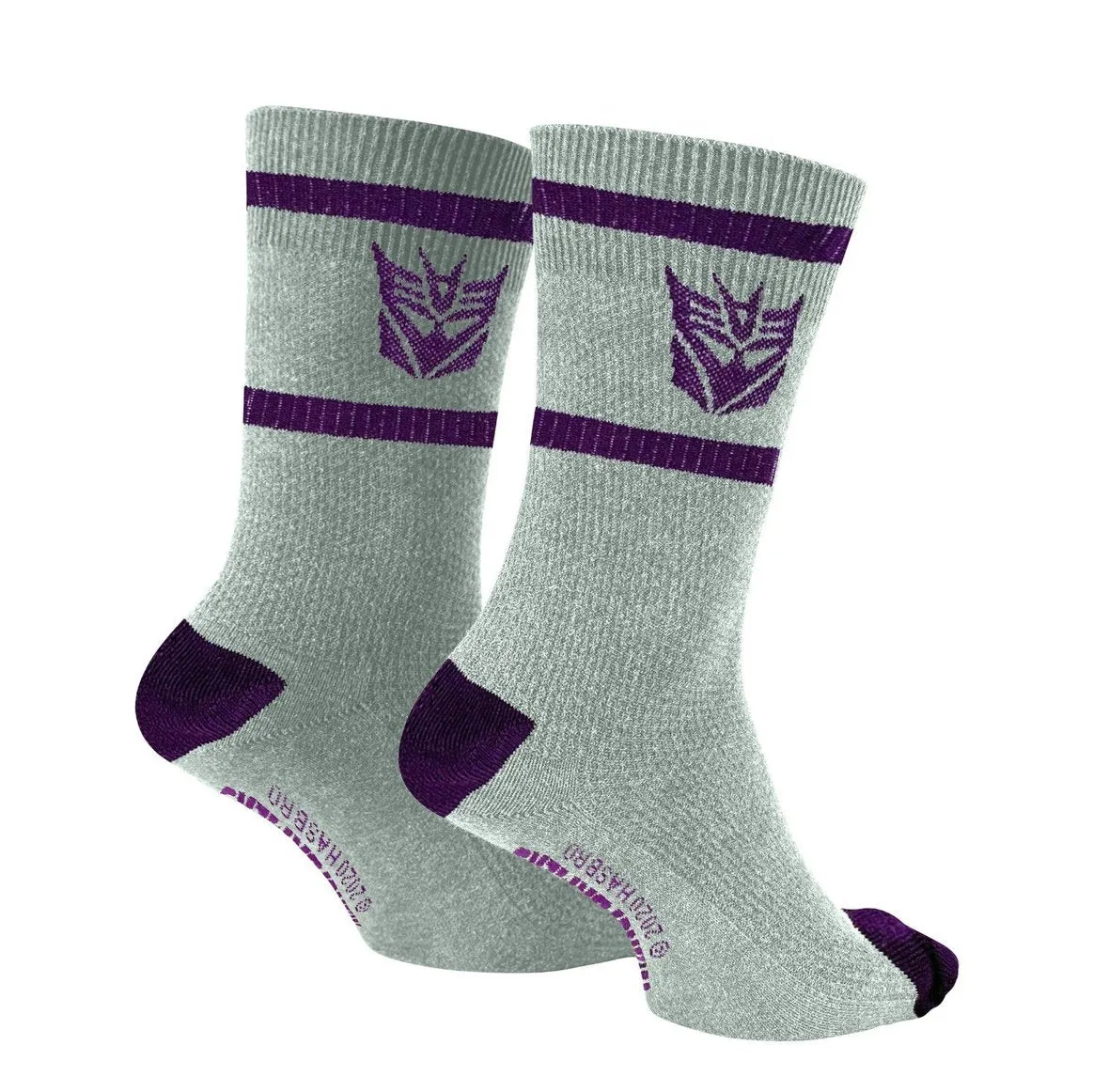 Hasbro Transformers Decepticons Symbol Grey and Purple Crew Socks