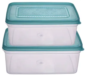 Heart Home Plastic Multipurpose MPC Small & Big Transparent Air Tight Food Storage Kitchen Container (Set of 2, Green)- HEART3589