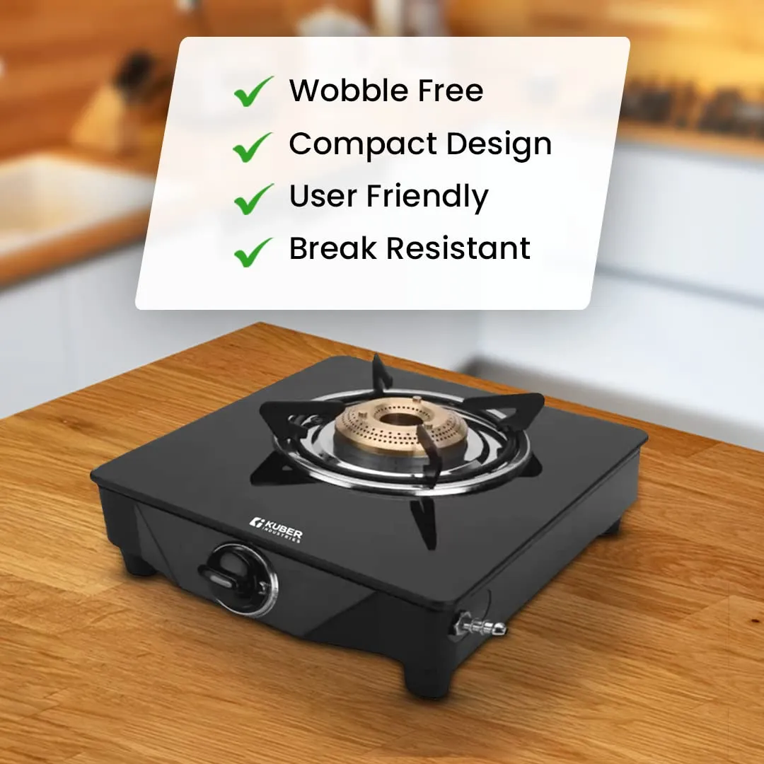 Homestic Gas Stove 1 Burner|Wobble Free Pan Support Stand|Break Resistant|Compact & User-Friendly Design