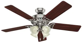 Hunter 53064/20183 Ceiling Fan, 5-Blade, Cherry/Maple Blade, 52 in Sweep, 3-Speed, With Lights: Yes :EA: QUANTITY: 1