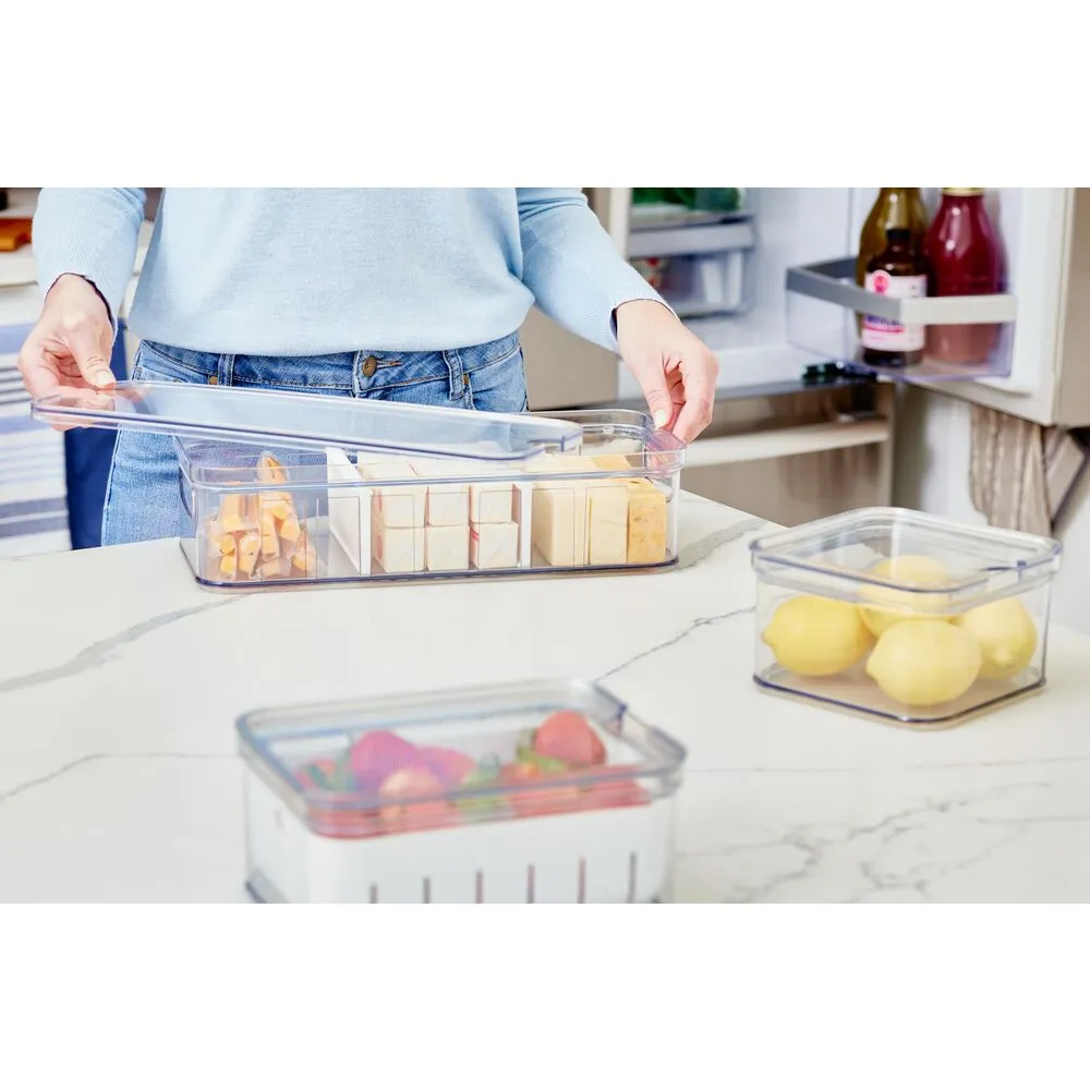 iDesign 3-Piece Recycled Plastic Crisp Fridge Bin Set with Lids