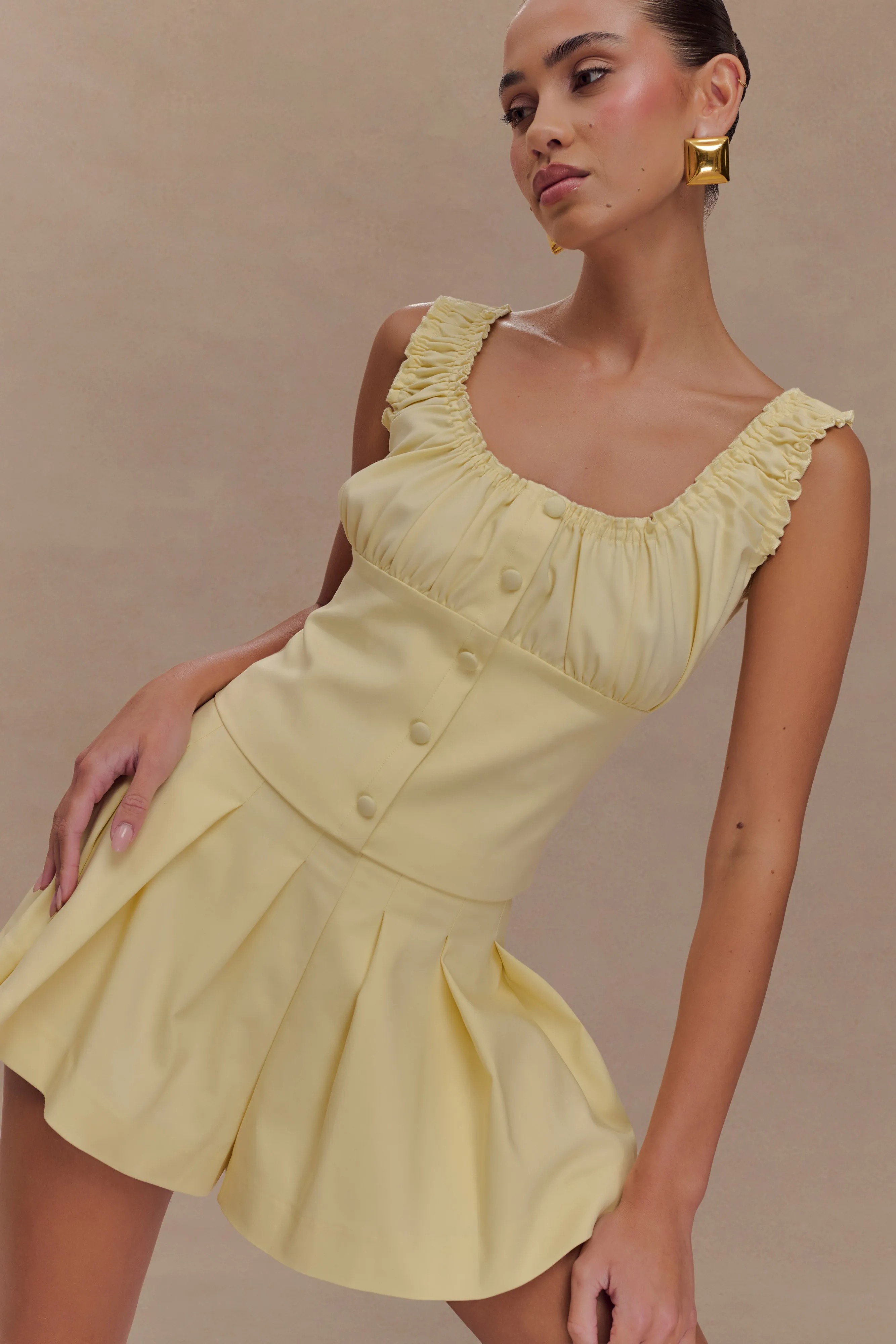 Ines Sleeveless Ruched Top - Lemon