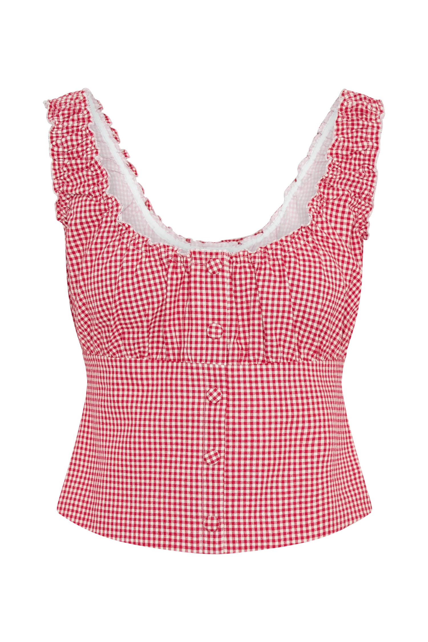 Ines Sleeveless Ruched Top - Red Gingham