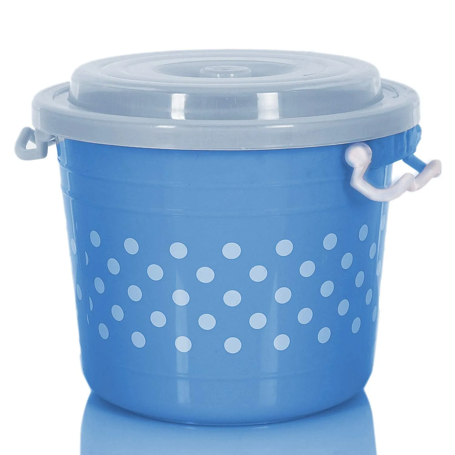 Kuber Industries Dots Design Virgin Plastic 2 Pieces Multipurpose Kitchen Storage Container with Side Lock-Handle,16 Ltrs (Blue) - CTKTC34807