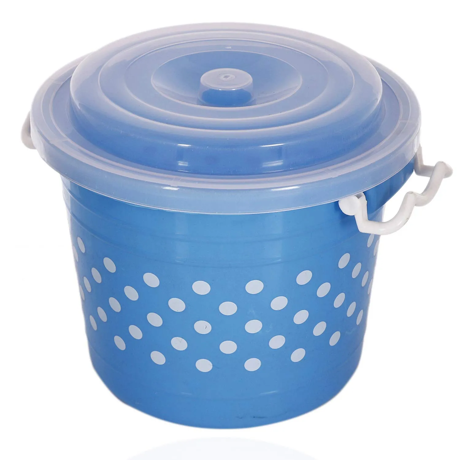 Kuber Industries Dots Design Virgin Plastic 2 Pieces Multipurpose Kitchen Storage Container with Side Lock-Handle,16 Ltrs (Blue) - CTKTC34807