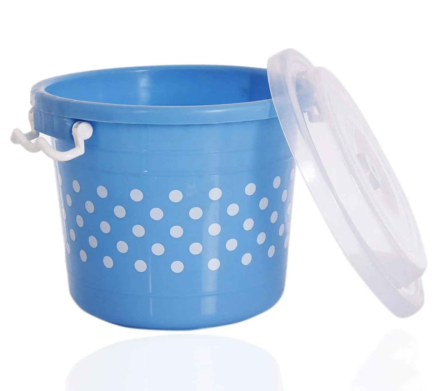 Kuber Industries Dots Design Virgin Plastic 2 Pieces Multipurpose Kitchen Storage Container with Side Lock-Handle,16 Ltrs (Blue) - CTKTC34807