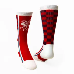 Liverpool FC Red White and Maroon Checkered Moisture Wicking Crew Socks