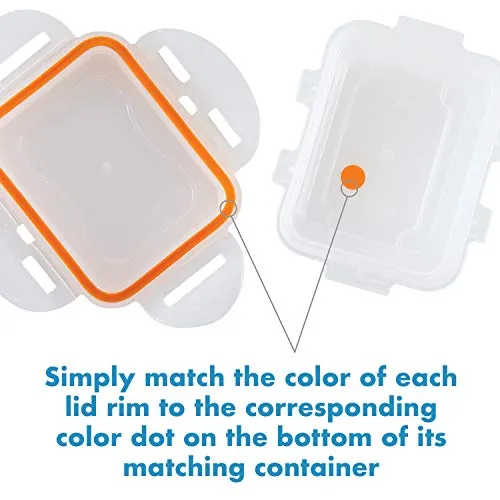 LOCK & LOCK Easy Essentials Color Mates Food Storage lids/Airtight containers, BPA Free, 14 Piece, Clear