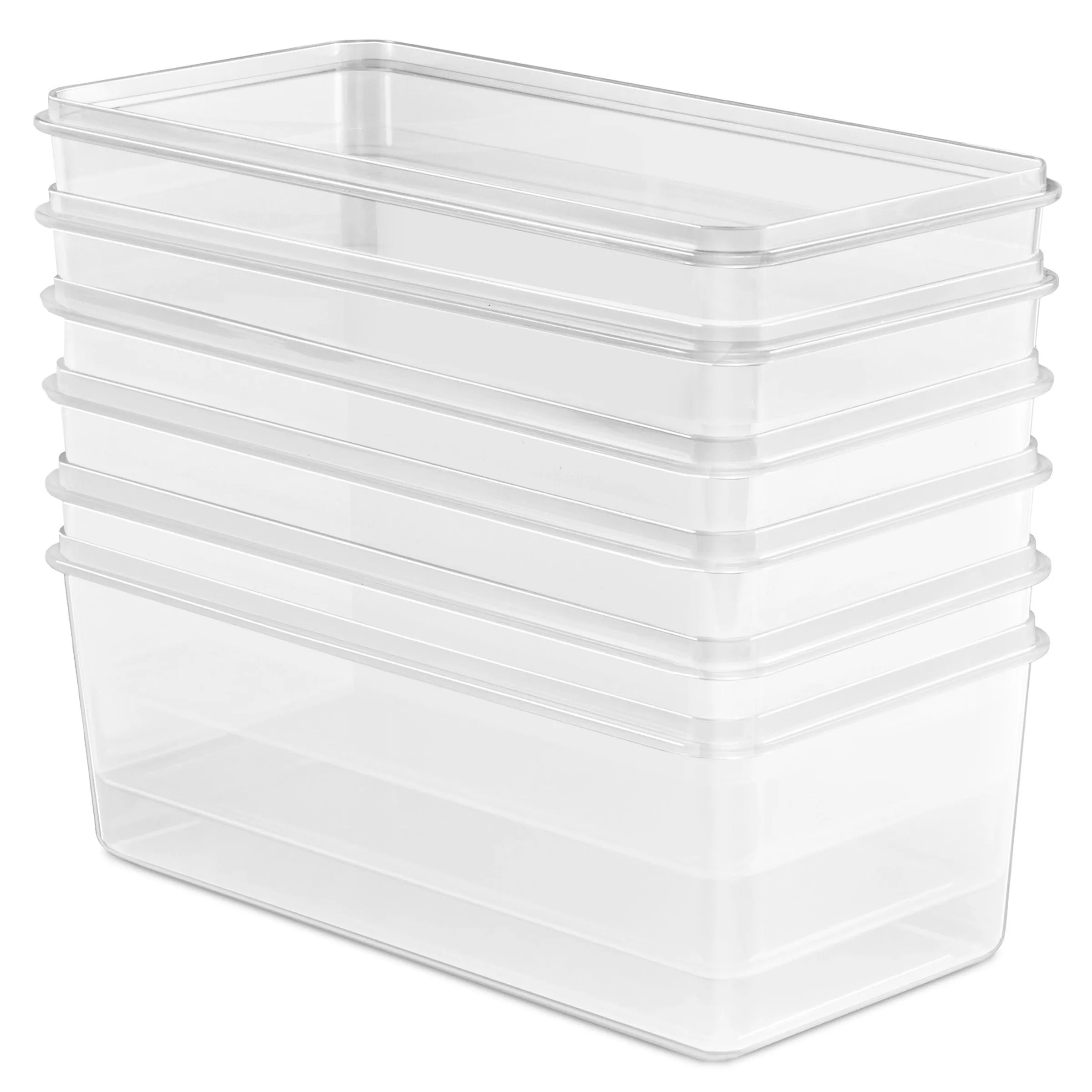 Long Rectangular Airtight Food Storage Containers with Lids (6 Pack)