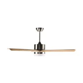 Madeira Indoor DC Ceiling Fan with LED Light & Remote - Natural Timber 132cm