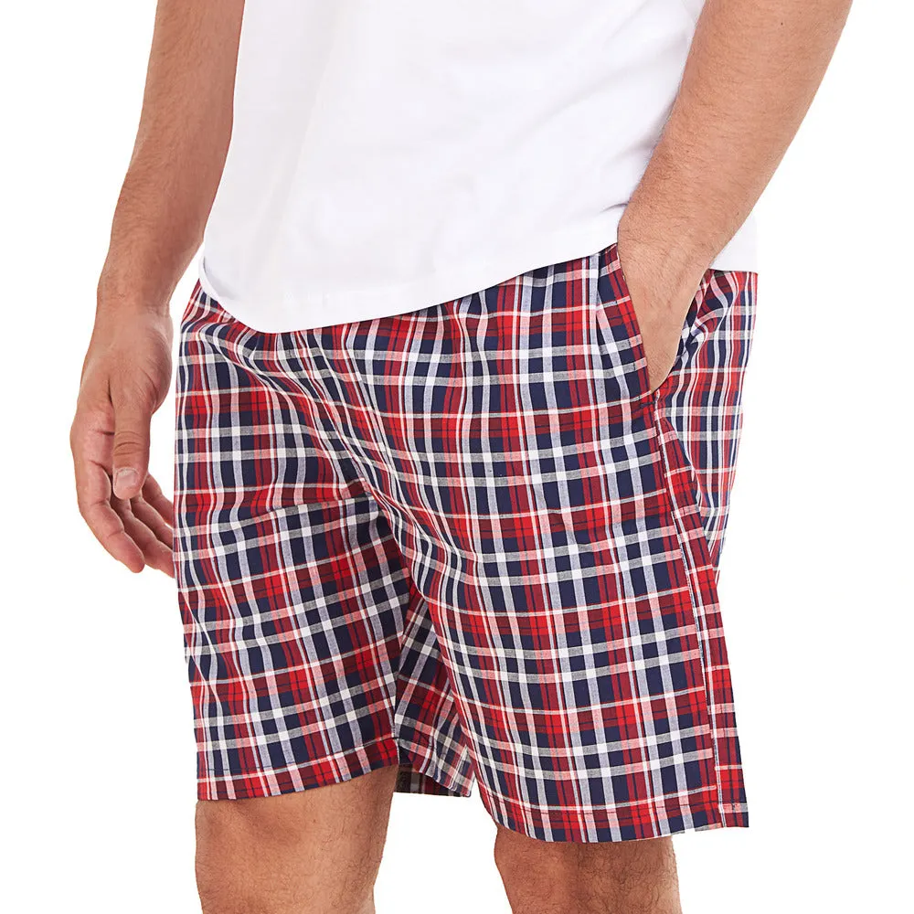 Men summer Dark Blue x Red Checkered shorts