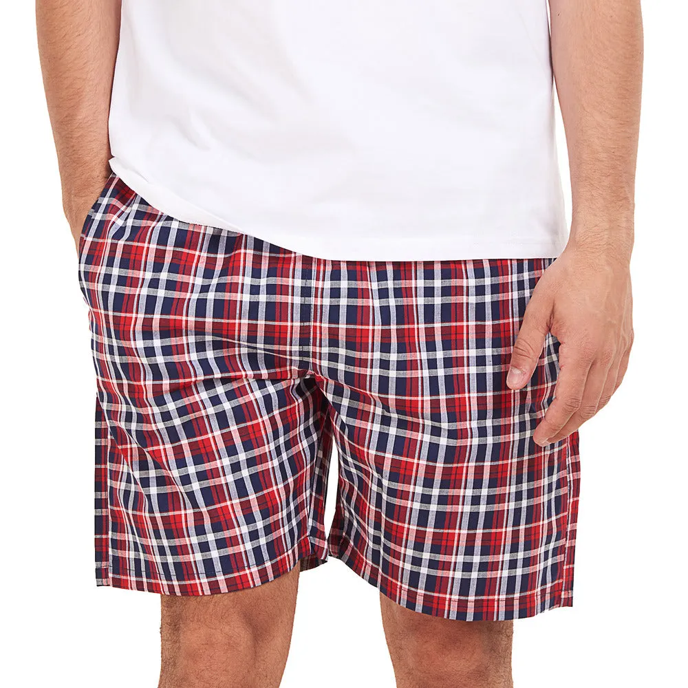 Men summer Dark Blue x Red Checkered shorts