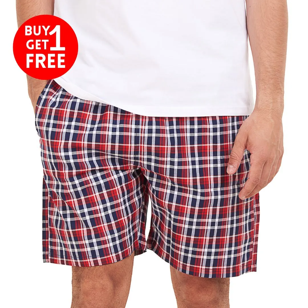 Men summer Dark Blue x Red Checkered shorts