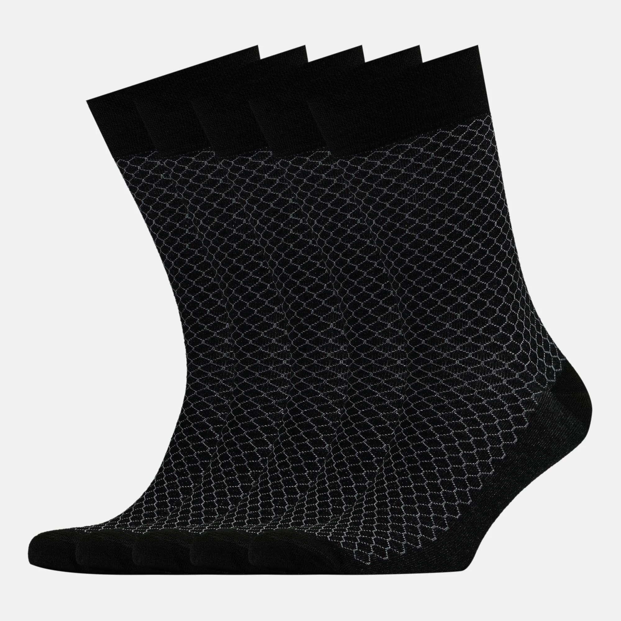 Men’s Bamboo Dress Socks – Honeycomb Design, Black, Pack of 1/3/5 Pairs