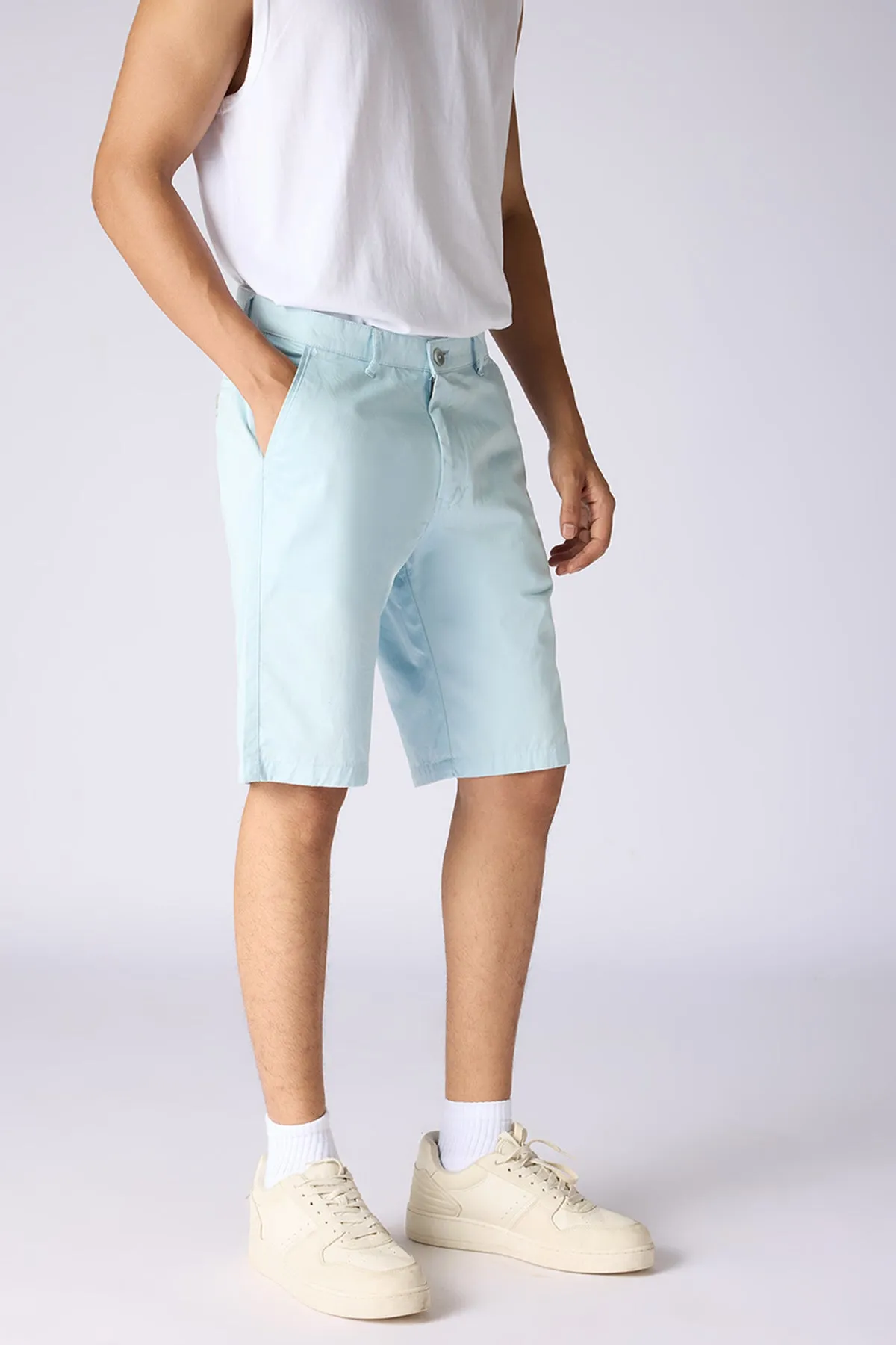 Men's Light Blue Denim Effect Shorts