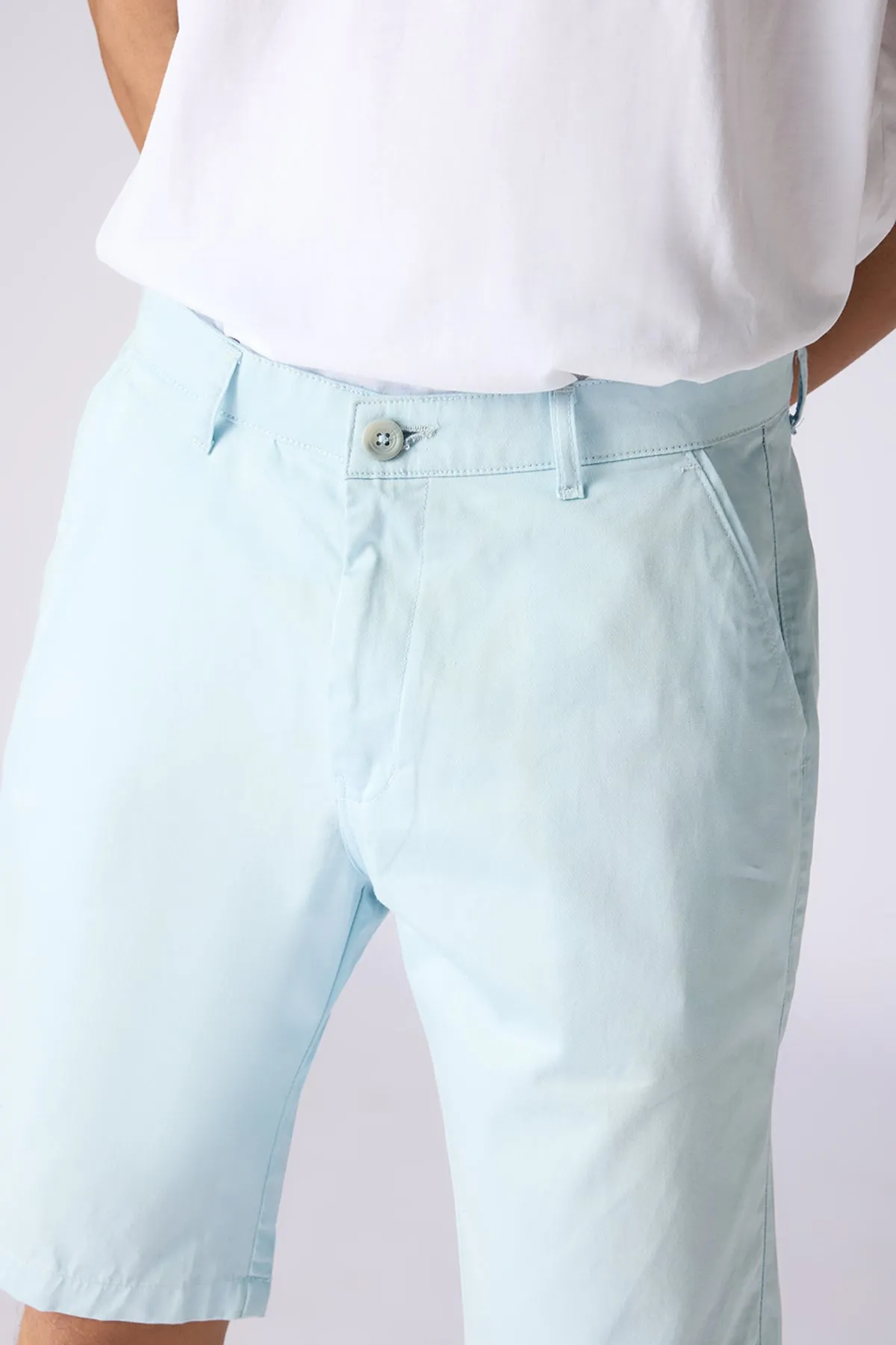 Men's Light Blue Denim Effect Shorts