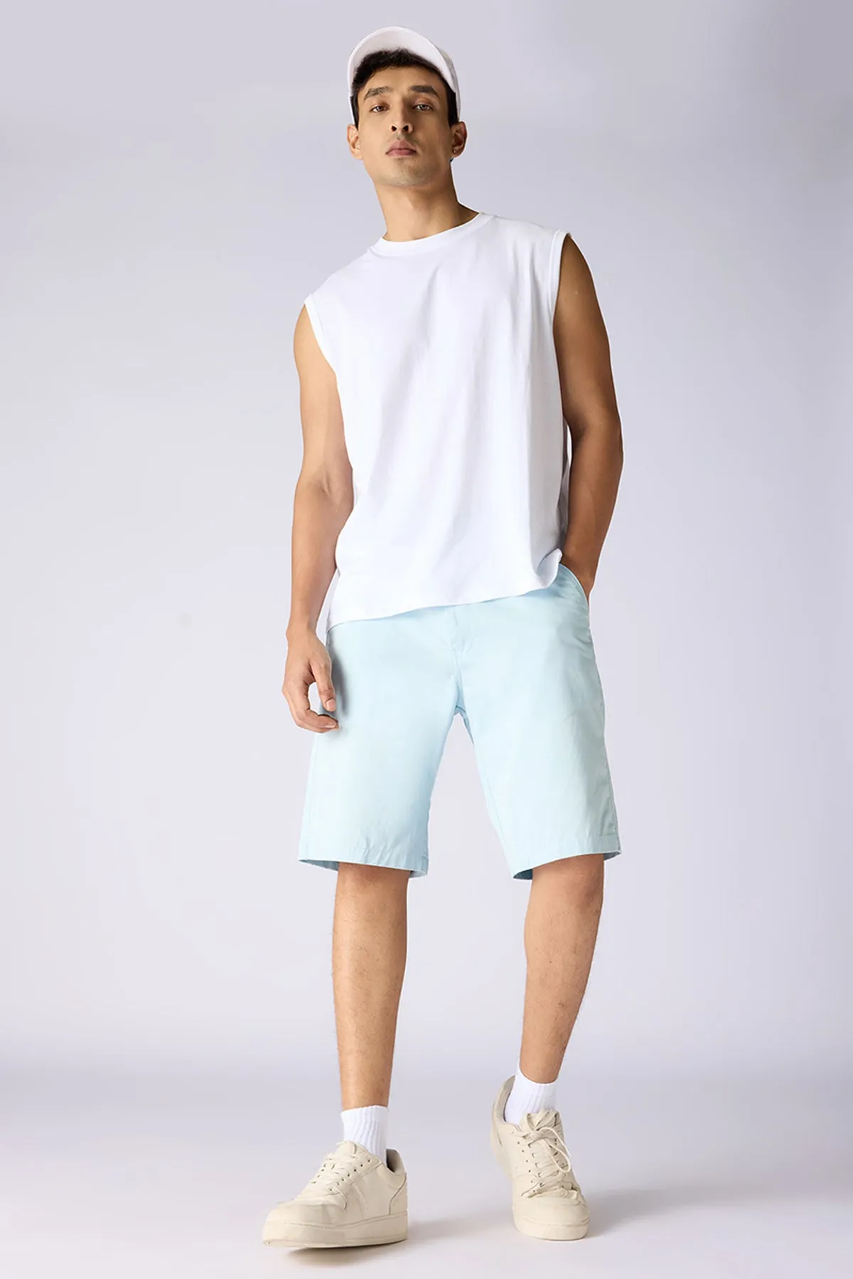 Men's Light Blue Denim Effect Shorts