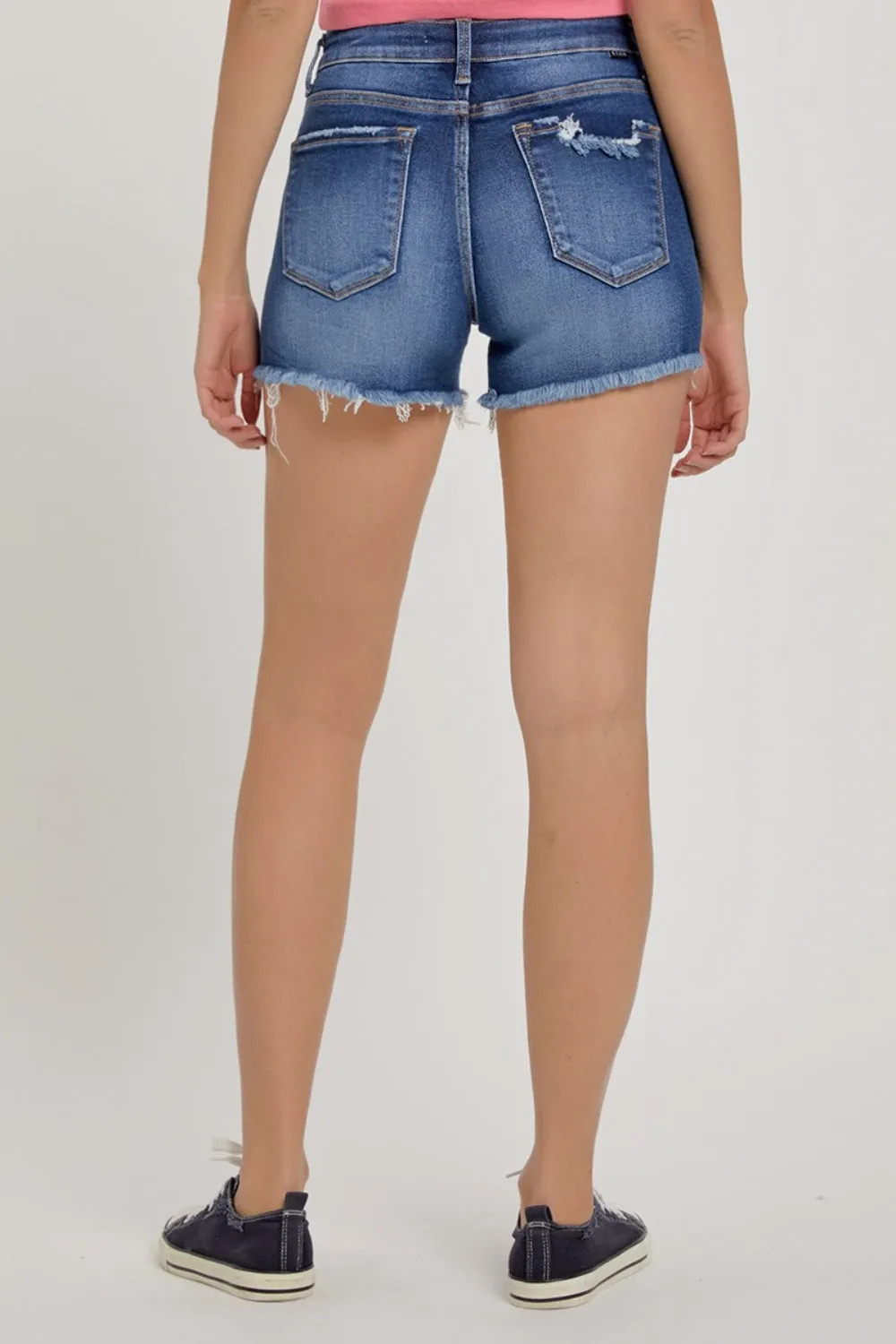 Mid-Rise Distressed Denim Shorts