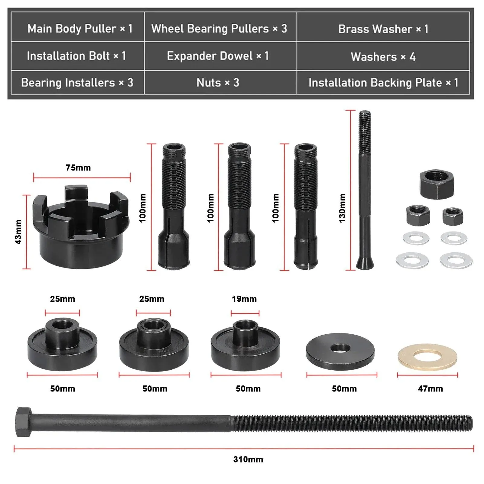 Motorcycle Wheel Bearing Remover Set Extractor Kits Hand Repairing Tools Bearing Remove/Install Tool Maintenance Accessory