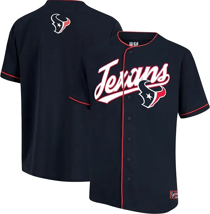 NFL Official Adults Game Day Button Down Baseball Mesh Jersey Shirt - Unisex|Houston Texans