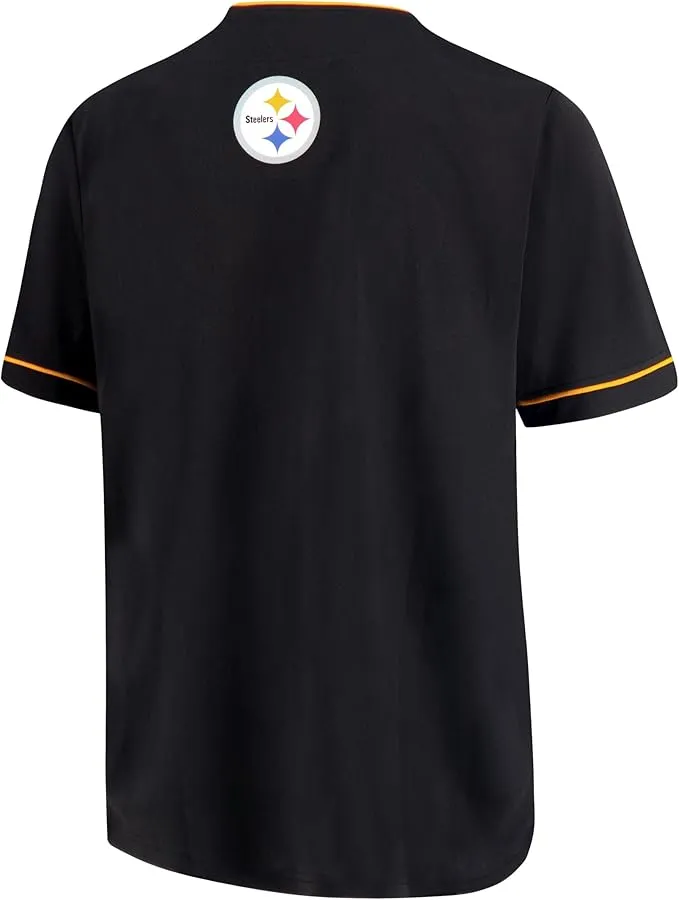 NFL Official Adults Game Day Button Down Baseball Mesh Jersey Shirt - Unisex|Pittsburgh Steelers