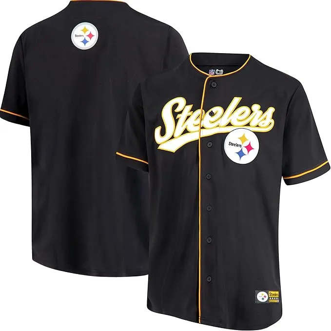 NFL Official Adults Game Day Button Down Baseball Mesh Jersey Shirt - Unisex|Pittsburgh Steelers