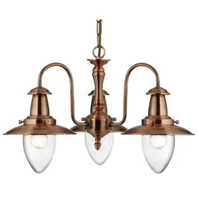 Searchlight 5333-3CU Fisherman - 3 Light Ceiling Copper With Seeded Glass Shades