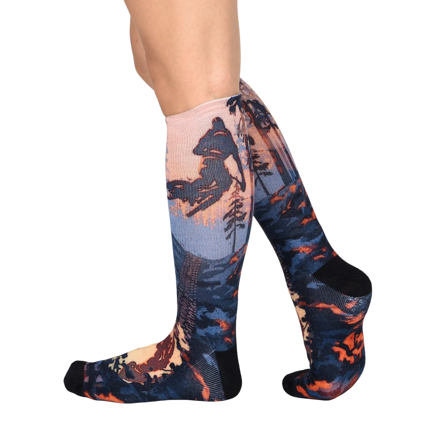 Sierra Socks Mud Bike Pattern CoolMax Socks, Nature Collection for Men & Women Eco-Friendly Colorful Crew Socks