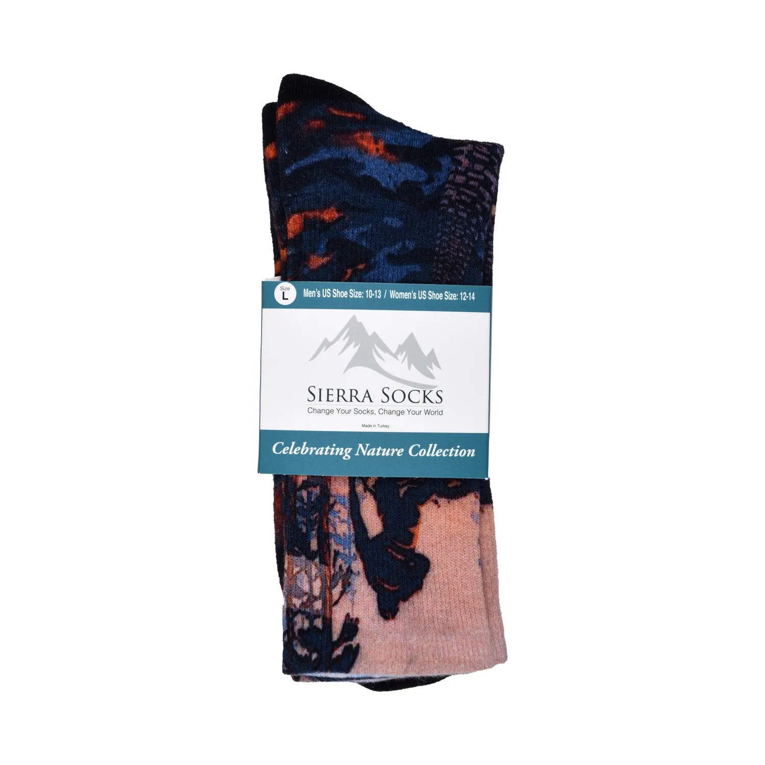 Sierra Socks Mud Bike Pattern CoolMax Socks, Nature Collection for Men & Women Eco-Friendly Colorful Crew Socks