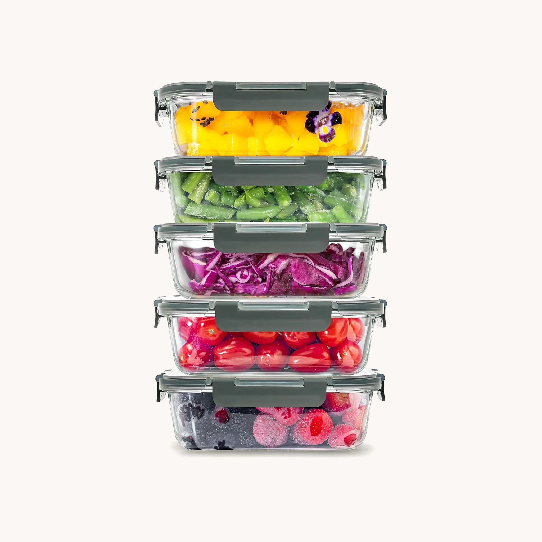 Snap Lock Glass Food Containers