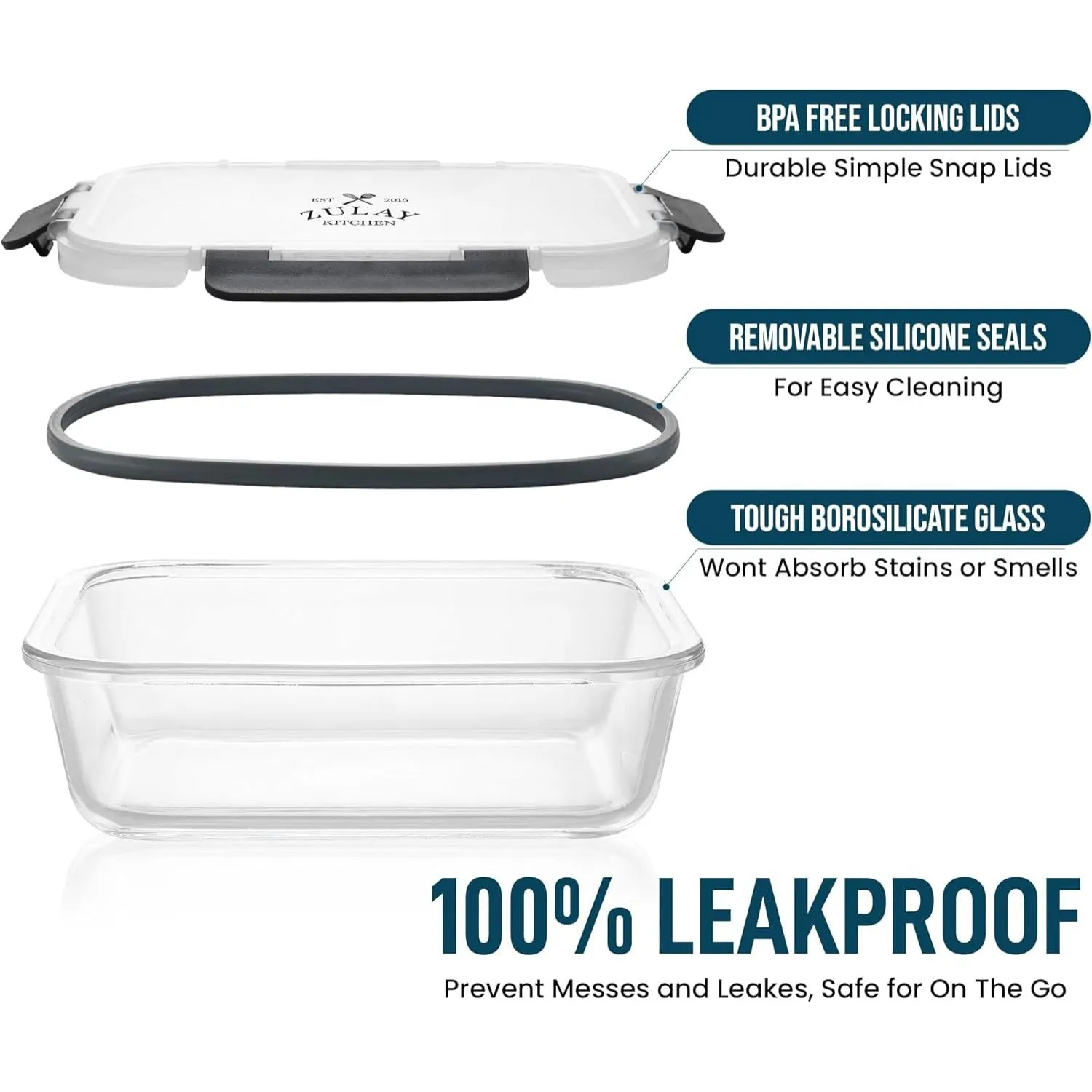 Snap Lock Glass Food Containers