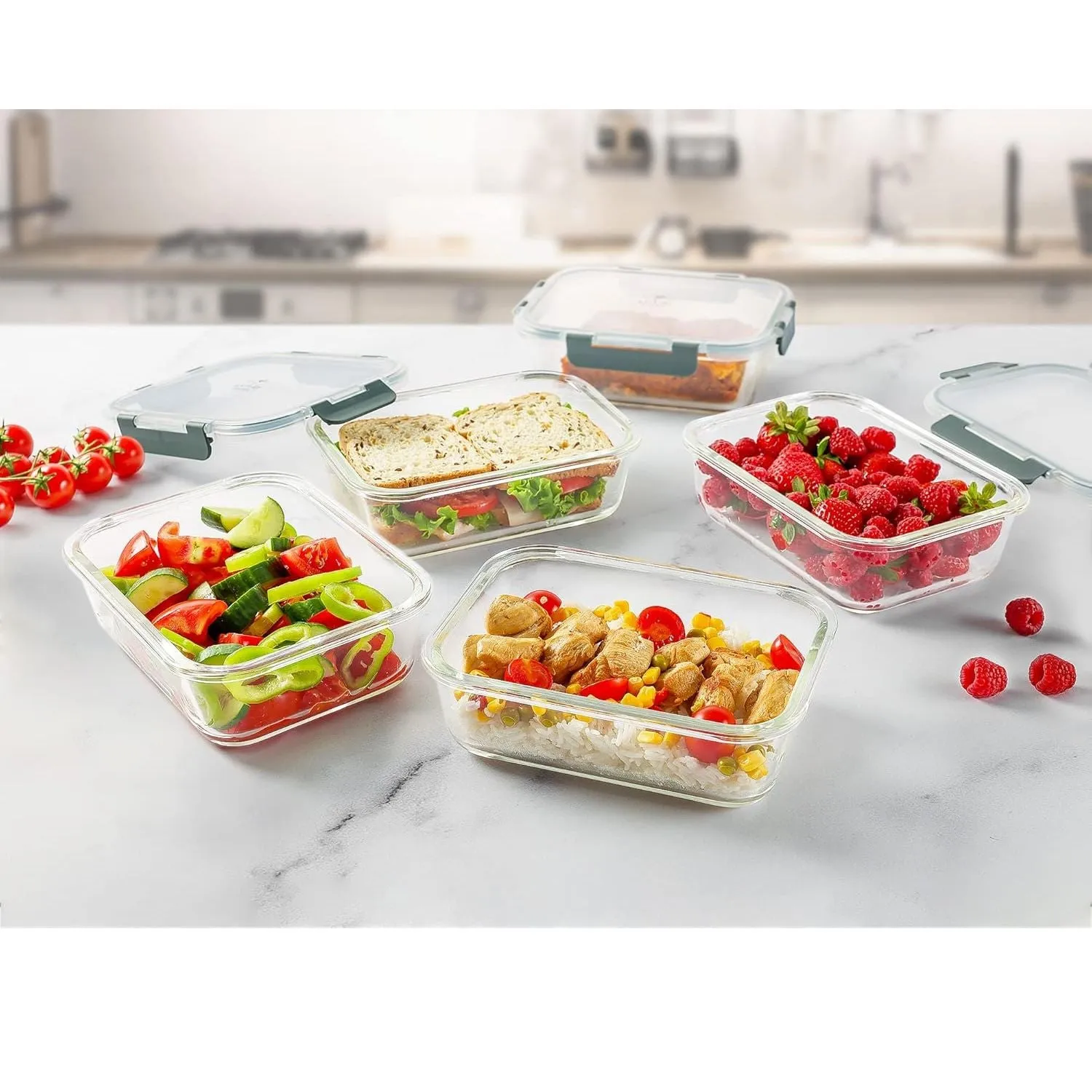 Snap Lock Glass Food Containers